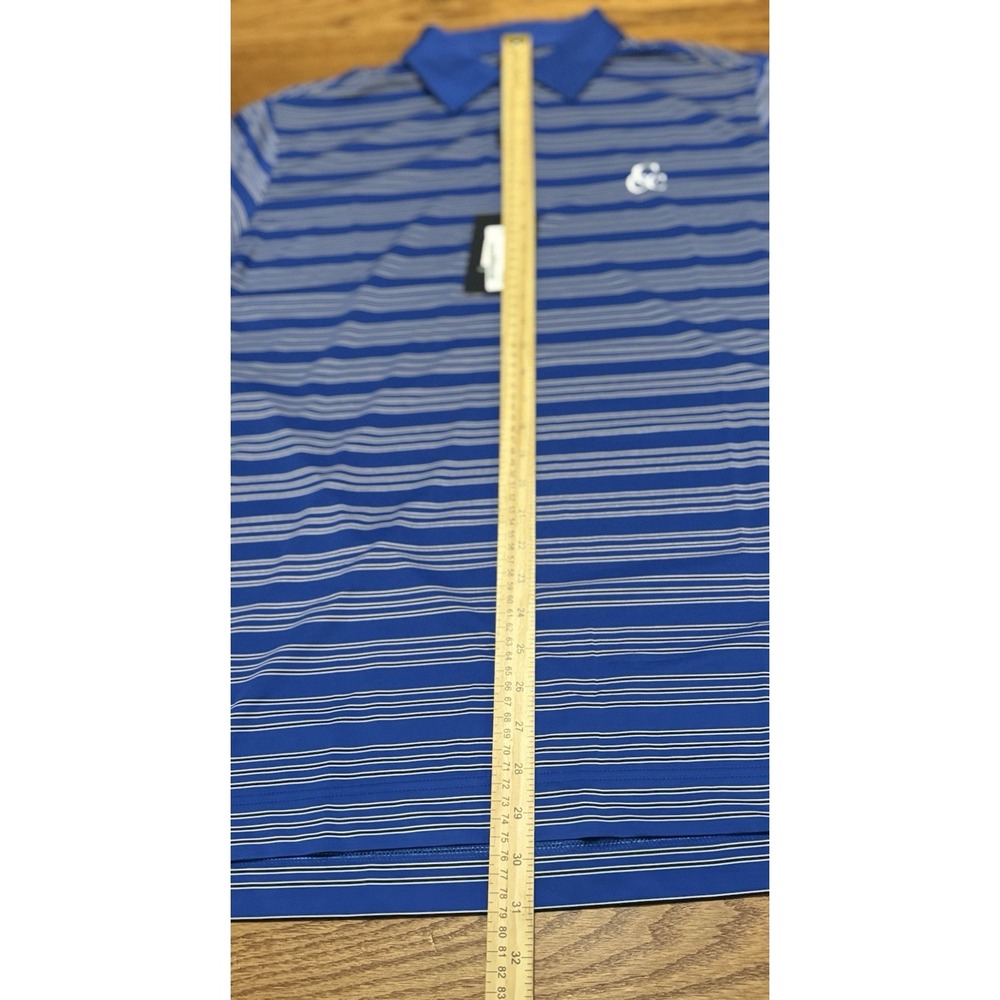 NEW Footjoy Mens L Blue Striped Polo Shirt Stretch Performance Golf Embroidered - Picture 9 of 10